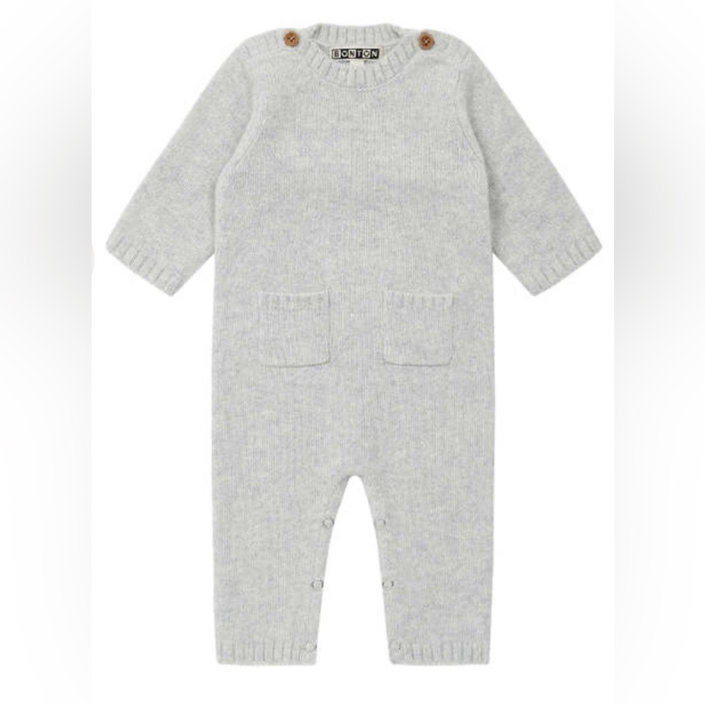 Bonton Knit Jumpsuit Grey Melange Size 0-3